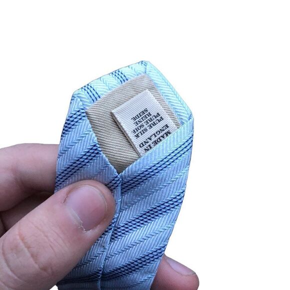 100% Authentic Burberry Tie 'Handmade in England' Blue - Picture 2 of 9